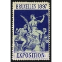 Bruxelles 1897 Exposition (Trompeterin - dunkelblau Rand weiss)